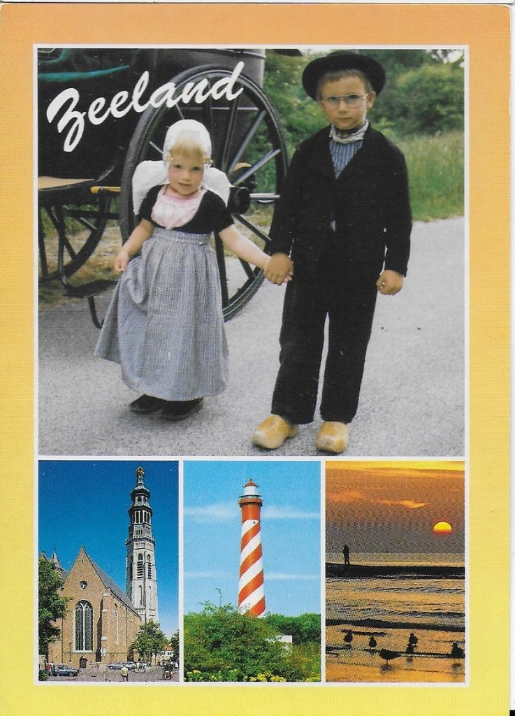 Zeeland klederdracht gelopen ansichtkaart ( a494 ), Ophalen of Verzenden, 1980 tot heden, Gelopen, Klederdracht