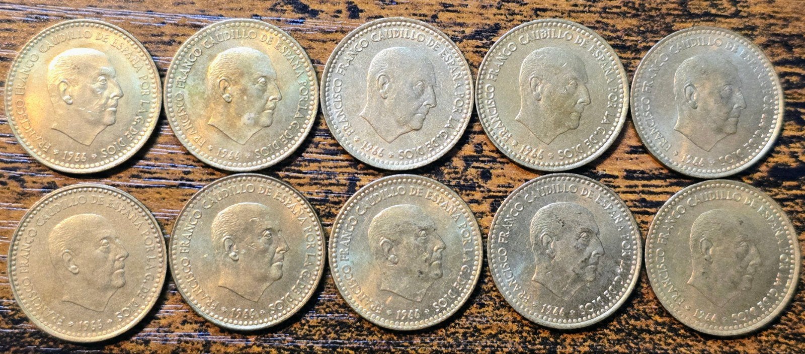 Spanje 10 x pesetas 1966 UNC, Ophalen of Verzenden, Overige landen, Setje