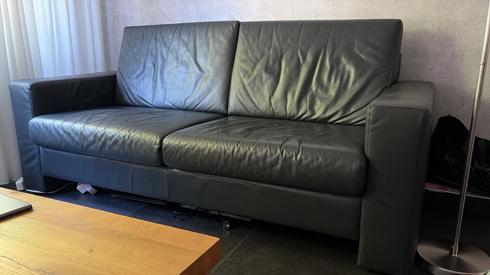 Leren bank 2,5 zits, Huis en Inrichting, Ophalen, Gebruikt, 150 tot 200 cm, Driepersoons