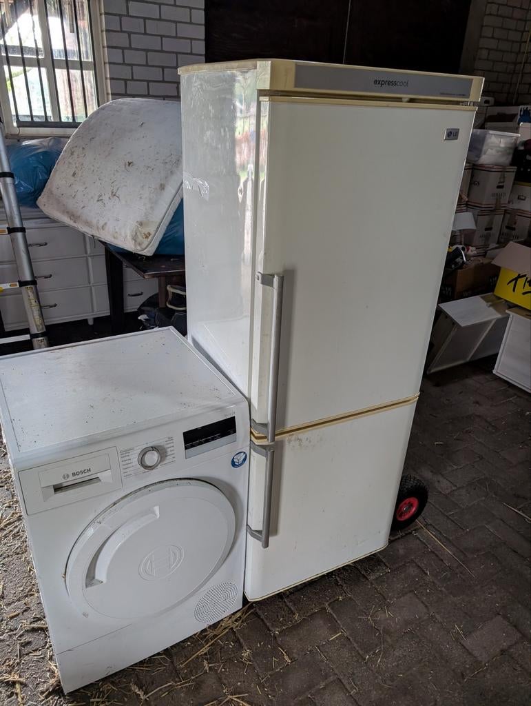 LG Koelkast en Bosch Warmtepompdroger (defect), Ophalen, 200 liter of meer, 60 cm of meer, Met aparte vriezer