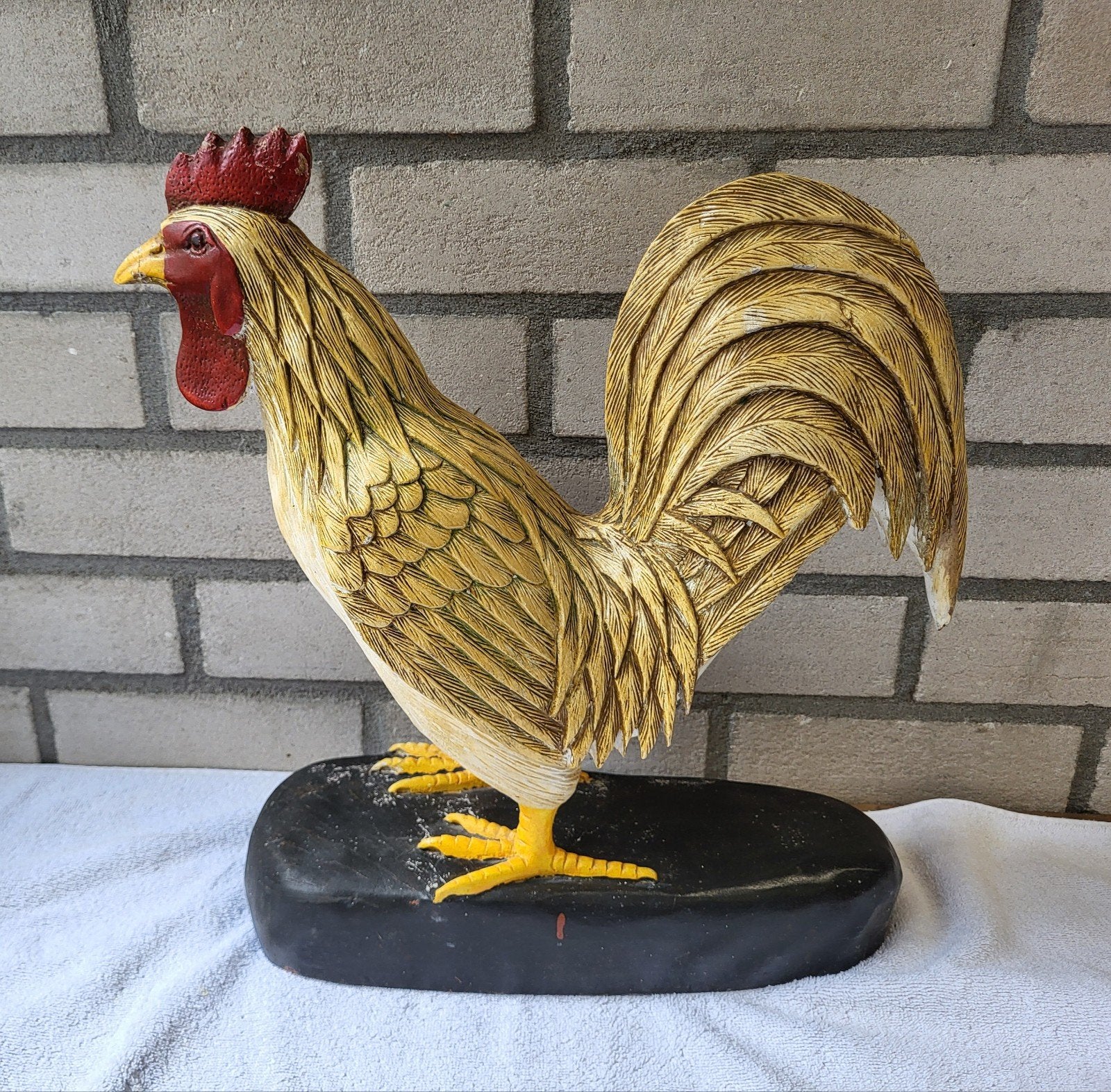 Decoratieve haan sculptuur van hout? (Polystone?) Haan/Kip, Antiek en Kunst, Ophalen, 20 - 50 cm, Handgemaakt, Beeld