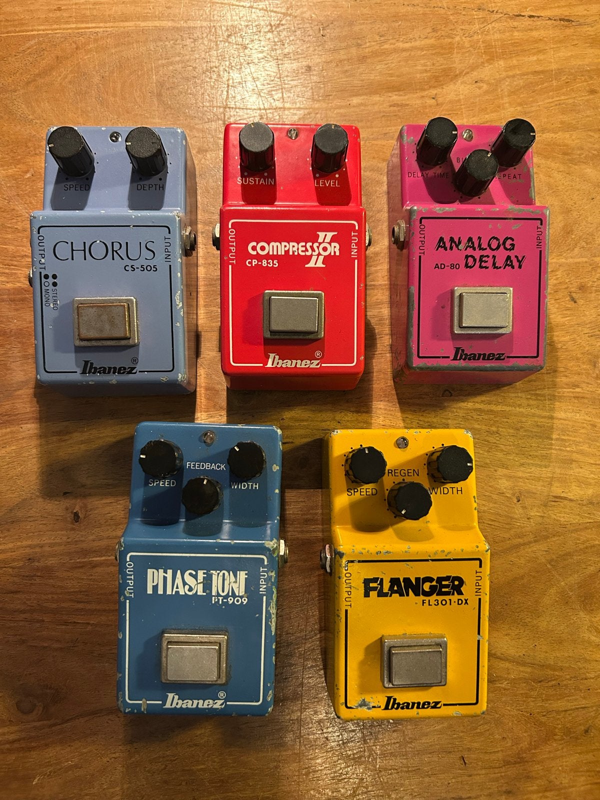 Ibanez Vintage Gitaar Effectpedalen Set (5 stuks), Muziek en Instrumenten, Ophalen of Verzenden, Gebruikt, Chorus