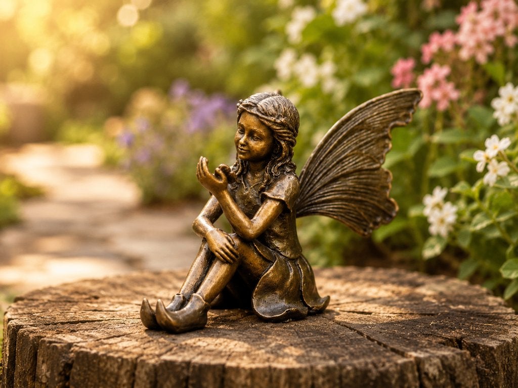 Bronzen beeld/ ELFJE / ENGEL / FEE met VLINDER, Ophalen of Verzenden, Brons, Beeld
