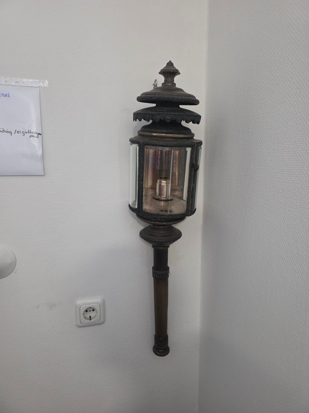 Antieke koperen wandlamp, Ophalen of Verzenden
