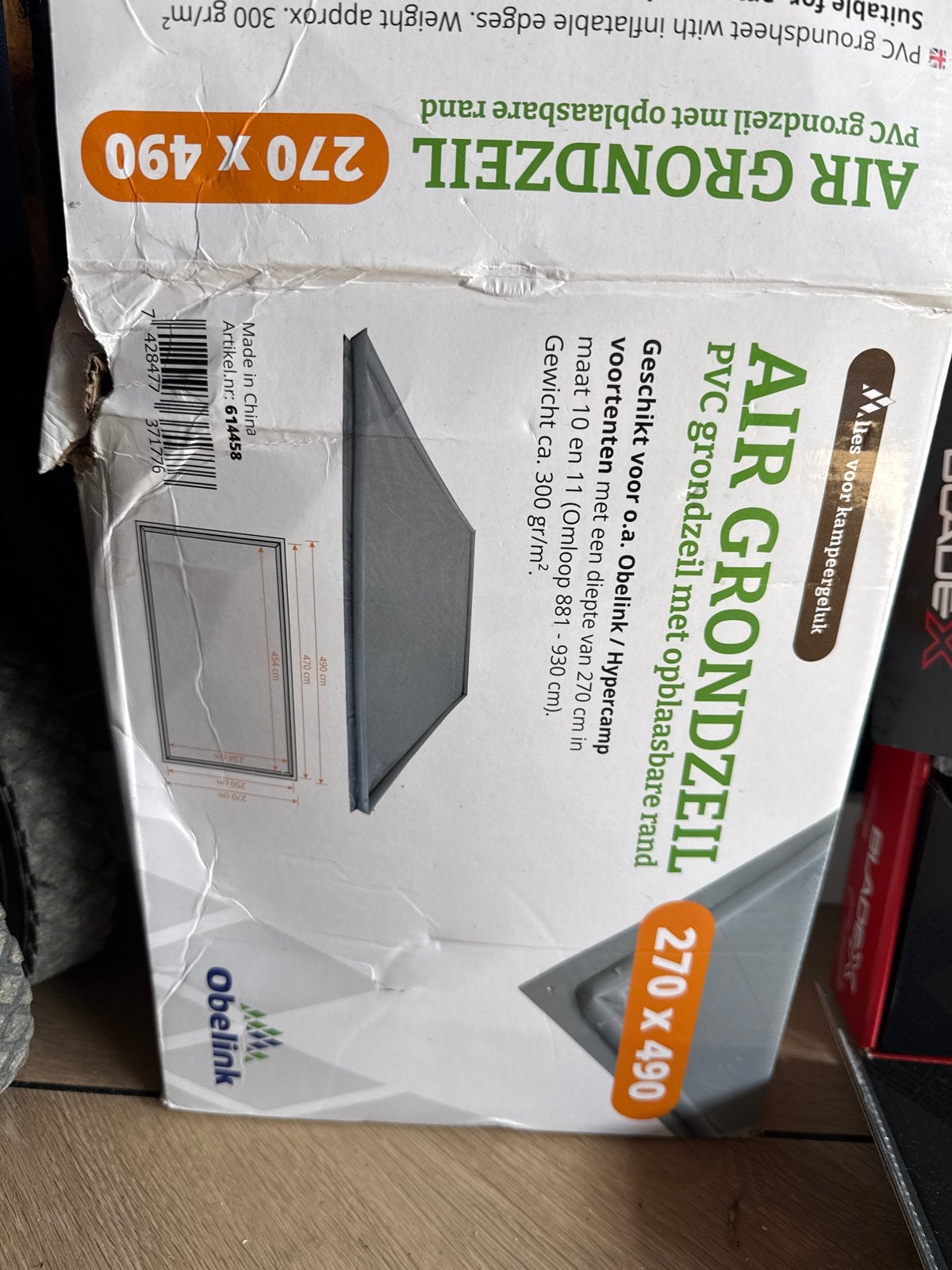 Obelink Air Grondzeil 270 x 490 met opblaasbare rand, Caravans en Kamperen, Ophalen, Zo goed als nieuw