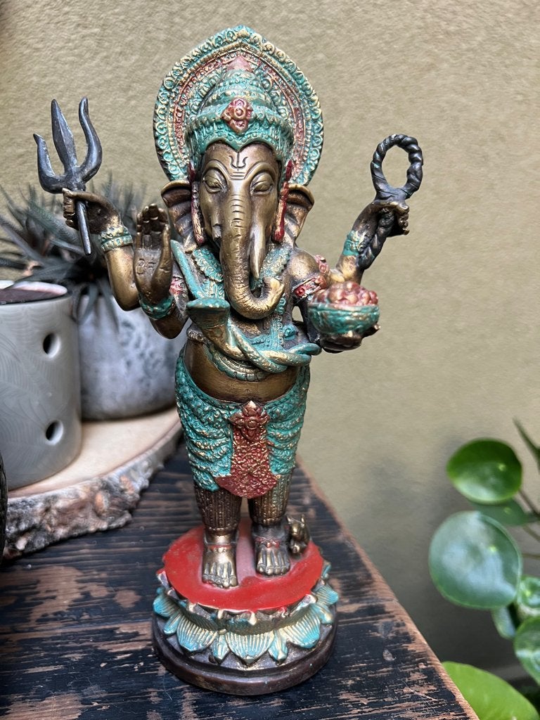 Ganesh brons massief Ganesha uniek prachtig boeddha, Verburgt Vintage, Metaal, Ophalen of Verzenden, Meerkleurig