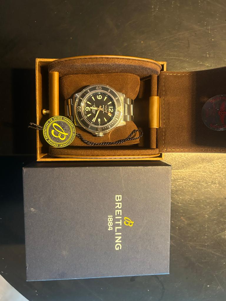Breitling Superocean Automatic 44 Fullset, Sieraden, Tassen en Uiterlijk, Horloges | Heren, Ophalen, Staal, Gebruikt, Staal