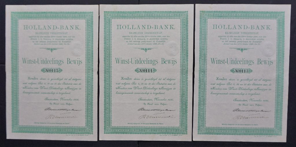 Holland Bank 1896 3x, Verzenden, Voor 1920, Overige typen