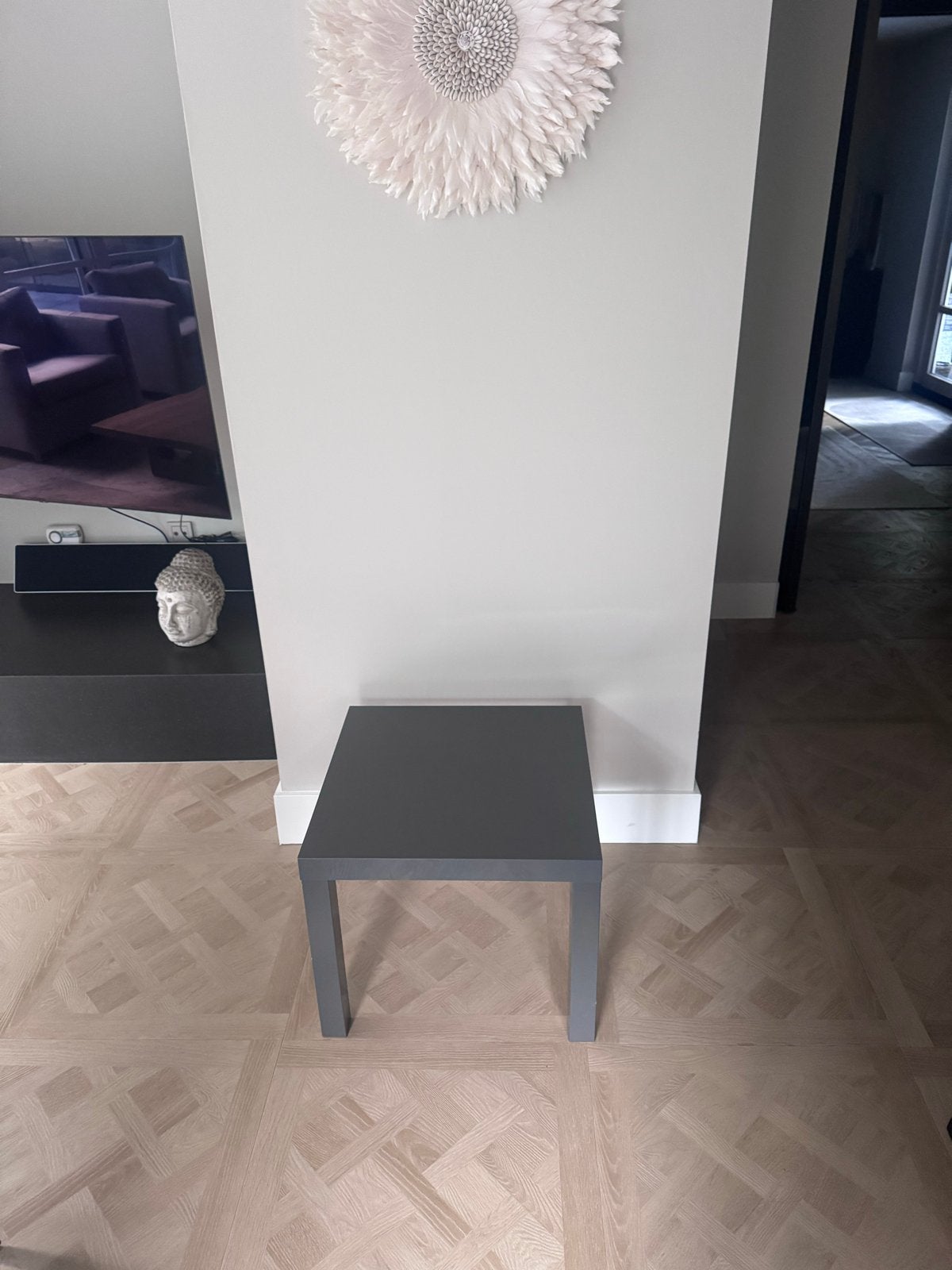IKEA LACK bijzettafel hoogglans grijs, Minder dan 45 cm, Minder dan 55 cm, Gebruikt, Vierkant