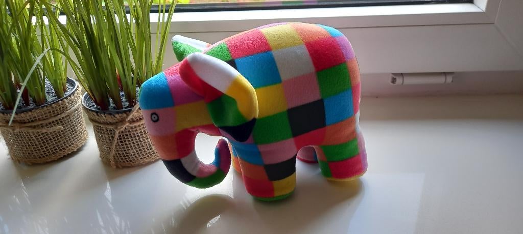 Petit Jour Elmer Olifant knuffel ., Ophalen of Verzenden, Zo goed als nieuw, Olifant, Wasbaar