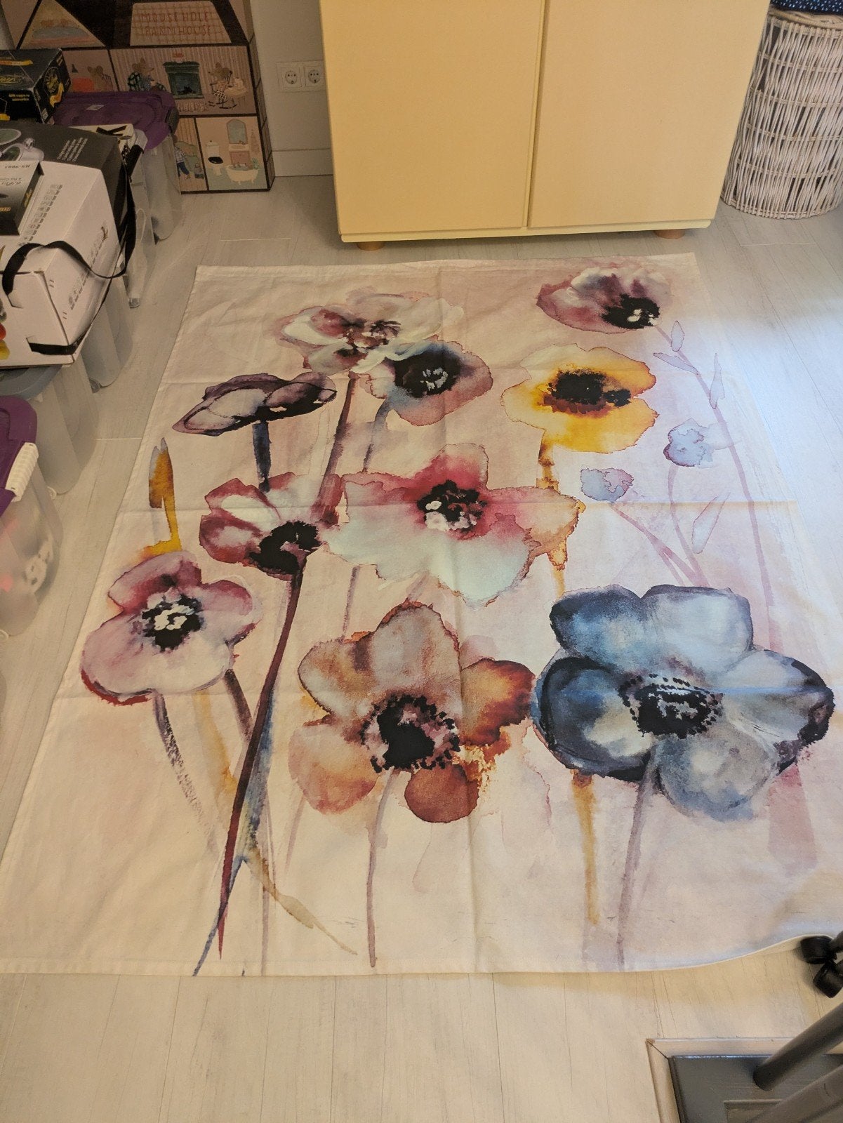 Groot Wandkleed Aquarel Bloemen - 150x200cm, Meerkleurig, Ophalen of Verzenden, Zo goed als nieuw, Botanisch