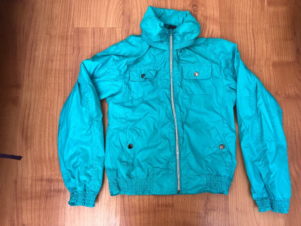 Leuke groen / blauwe zomerjas muts voor meisje maat 152 ZGAN, Ophalen of Verzenden, Zo goed als nieuw, Meisje, Jas