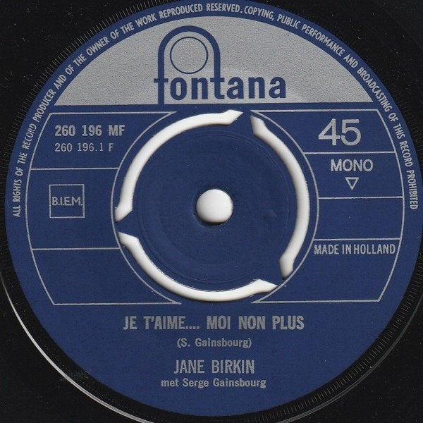 Jane Birkin – Je T'aime... Moi Non Plus / Jane B, Gebruikt, 7 inch, Ophalen of Verzenden, Pop