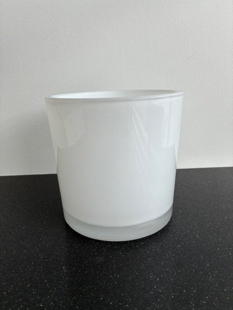 Witte plantenpot van glas., Tuin en Terras, Bloempotten, Ophalen, Overige materialen, Zo goed als nieuw, Balkon