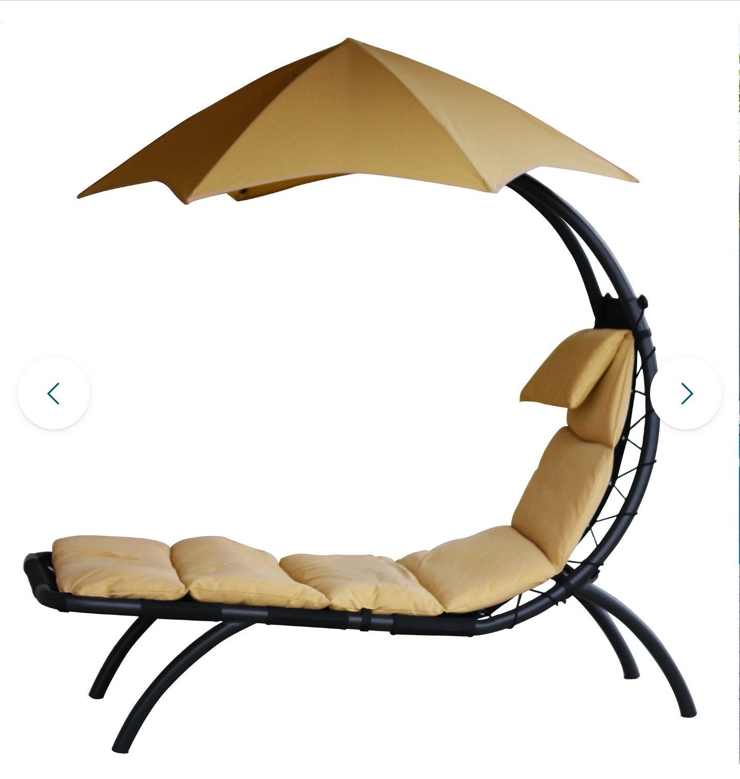 Vivere Dream Lounger Ligstoel met Parasol - Zandkleur, Met standaard, Nieuw, Ophalen of Verzenden, Eenpersoons