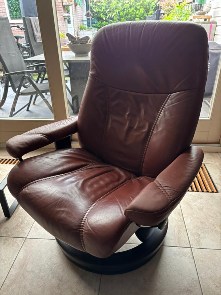 Originele stressless stoel leer , gebruikt, Ophalen, Gebruikt, 50 tot 75 cm, Leer
