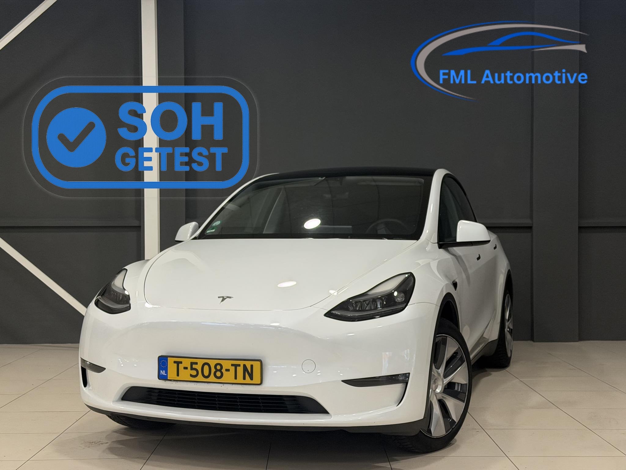 Tesla Model Y Long Range AWD 75 kWh | SOH 89,5% |, Auto's, Stof, Gebruikt, 495 min, Wit