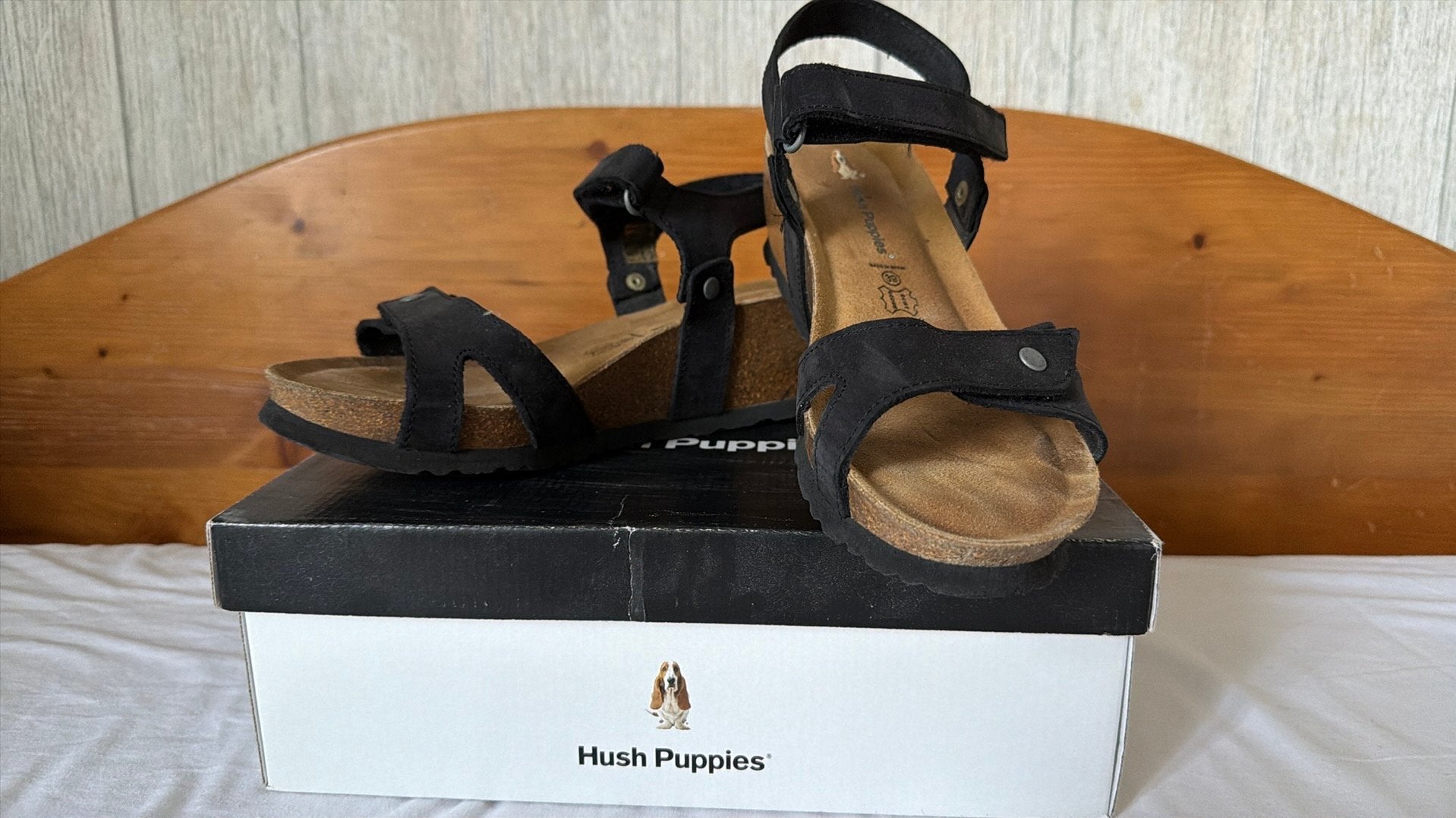 Hush puppies sleehak sandalen zwart, Verzenden, Zwart, Sandalen of Muiltjes, Zo goed als nieuw