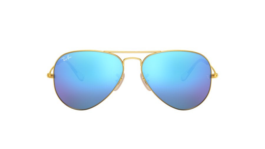 Ray-Ban Aviator Zonnebril met Blauwe Spiegelglazen, Zonnebril, Blauw, Ophalen of Verzenden, Zo goed als nieuw