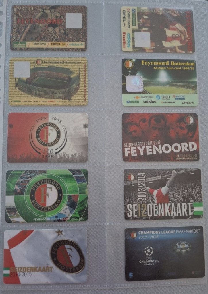 Feyenoord kaarten-pasjes, Ophalen of Verzenden, Gebruikt, Feyenoord, Poster, Plaatje of Sticker