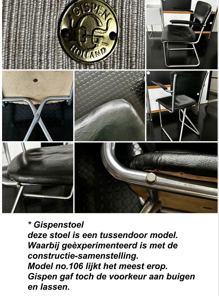 Gispen stoel, tussendoor model, Ophalen, Gebruikt, Zwart, Leer