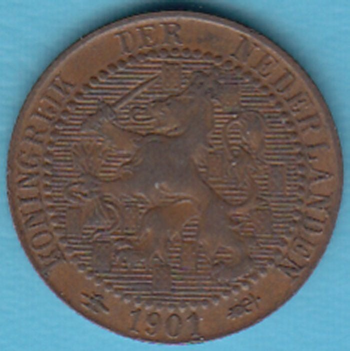 Nederland 1 cent 1901 a Wilhelmina, Sch. 970 in munthouder, Ophalen of Verzenden, Koningin Wilhelmina, 1 cent, Losse munt