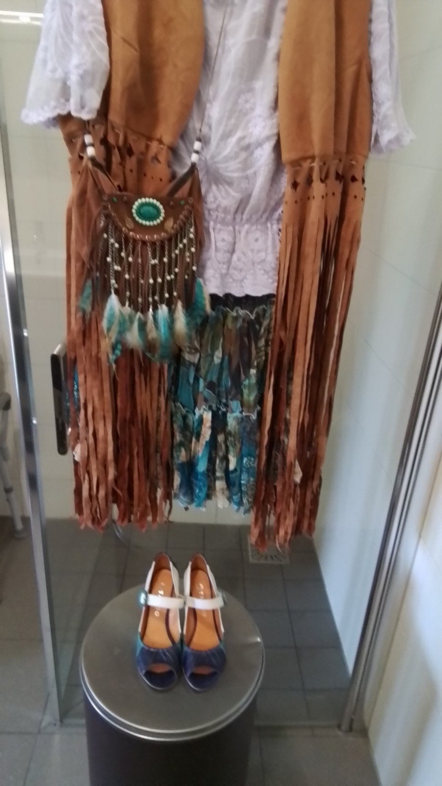 Hippie/Boho outfit: blouse, rok, vest, tas en accessoires, Kleding | Dames, Ophalen, Maat 42/44 (L), Kleding, Overige thema's