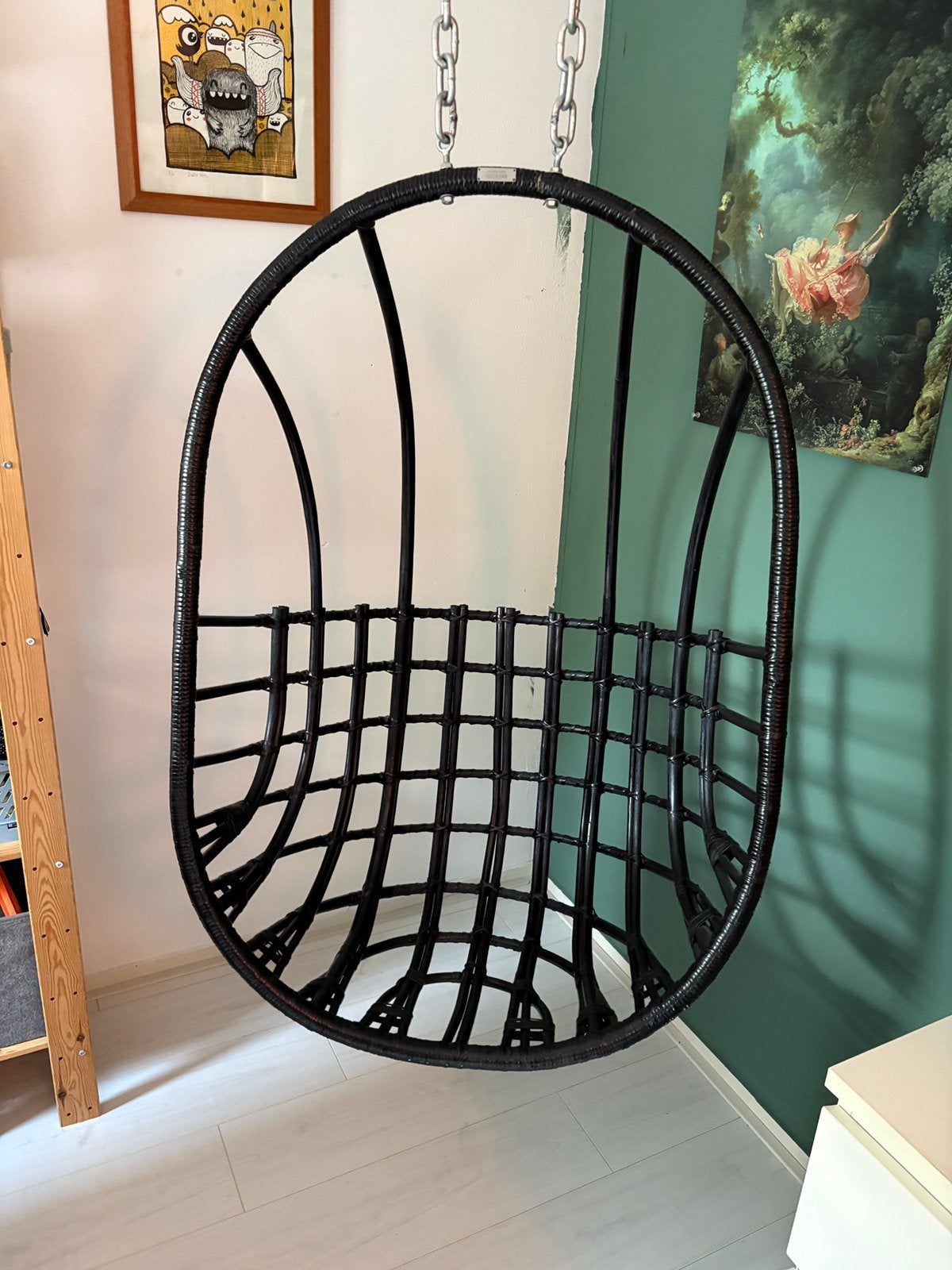 Sissy-Boy Homeland Hangstoel, schommelstoel Egg chair, Huis en Inrichting, Ophalen, Gebruikt, Zwart, Riet of Rotan