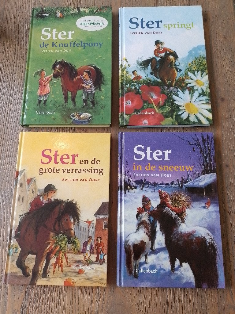 4 boeken 'Ster, de pony' geschreven door Evelien van Dort, Gelezen, Fictie algemeen, Ophalen of Verzenden, Evelien van Dort