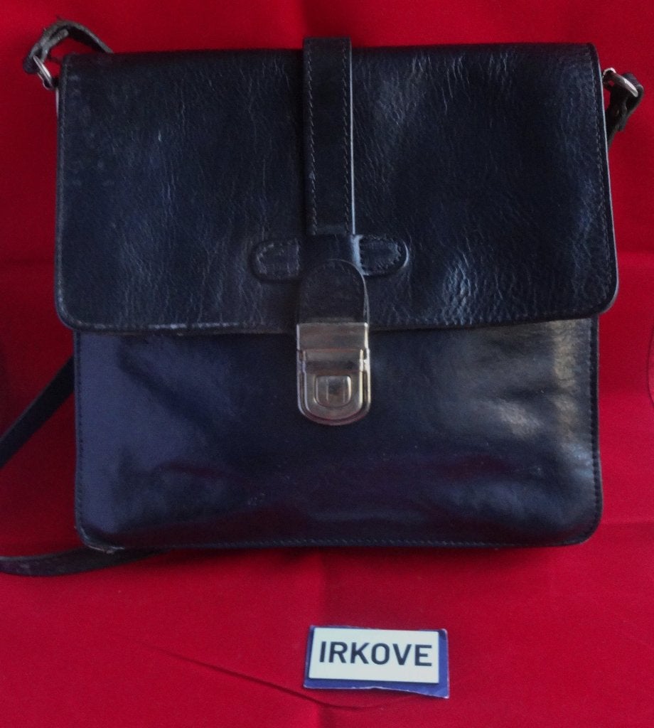 LEER ! VINTAGE TAS * Zwart *, Verzenden, Gebruikt, Zwart, Handtas