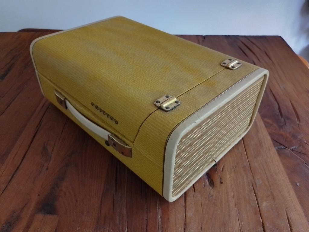 Vintage Philips kofferplatenspeler (Geel) - Draagbaar, Ophalen of Verzenden, Gebruikt, Platenspeler, Philips