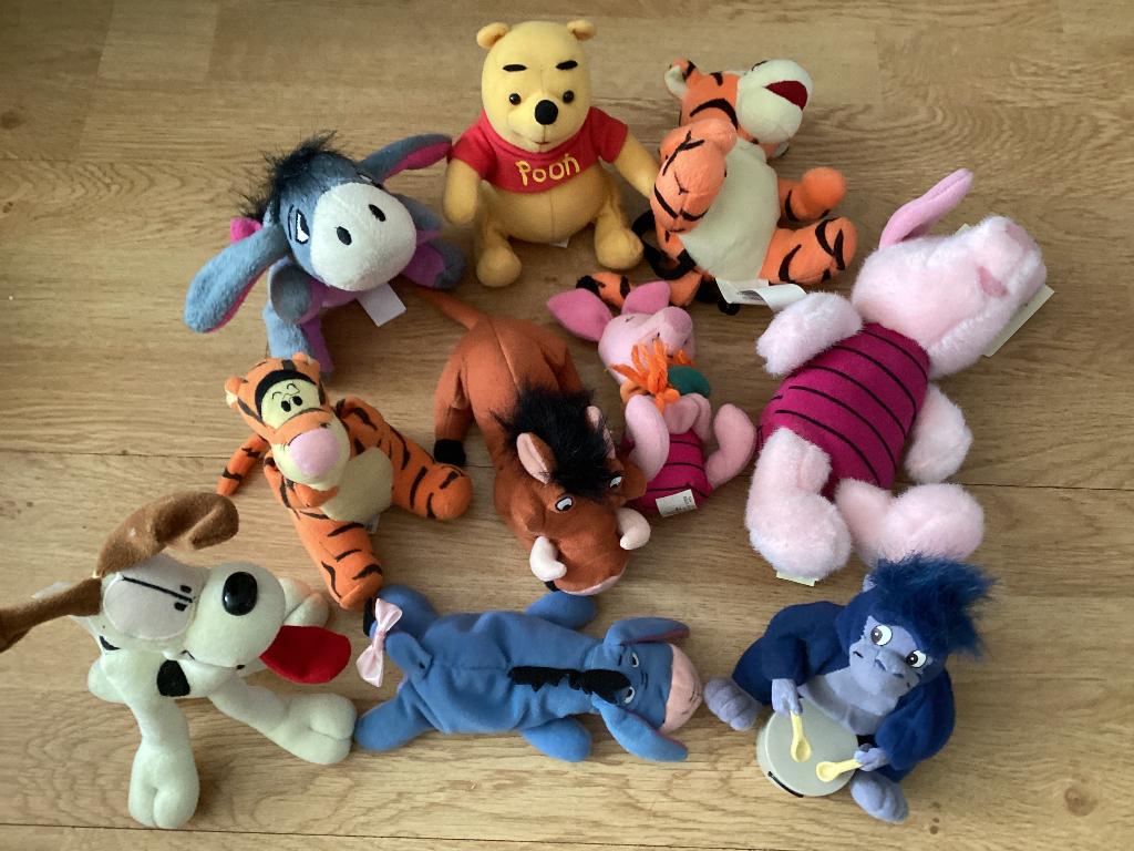 10 Disney knuffels zie foto’s o.a. knorretje, Ophalen of Verzenden, Zo goed als nieuw, Overige typen