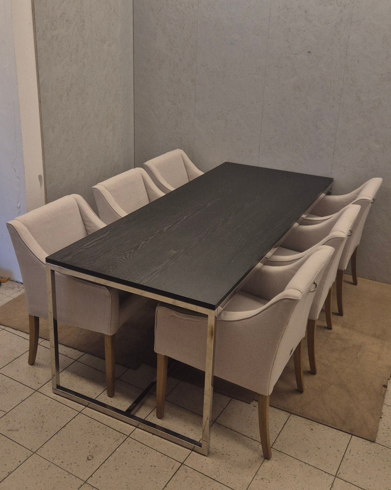 Rivièra Maison eettafel met 6 stoelen complete eetset, Ophalen, Modern landelijk, Zo goed als nieuw, 4 tot 6 stoelen