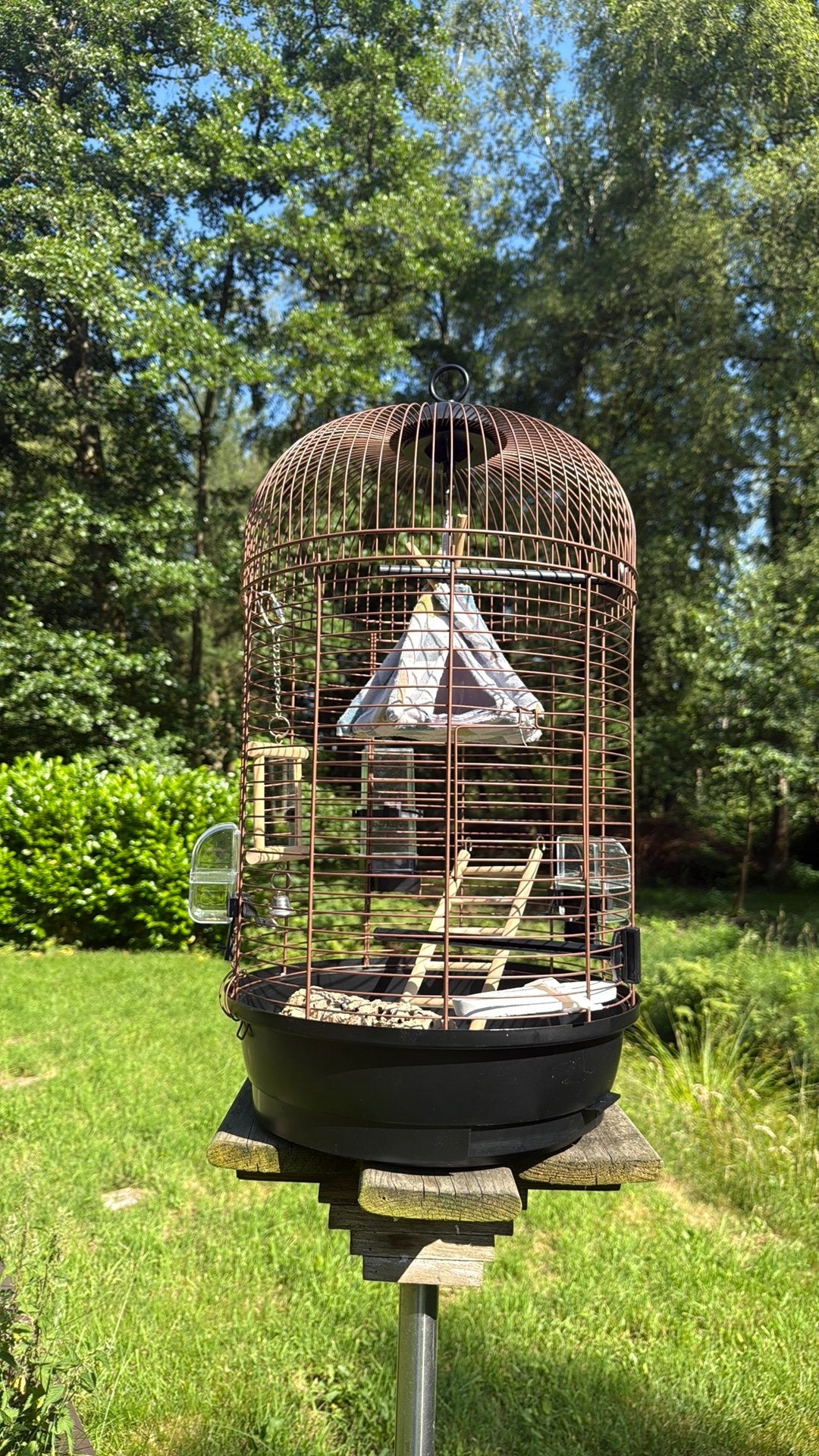Nieuwe ronde vogelkooi. Brons/bruin, Ophalen, Zo goed als nieuw, Metaal, Vogelkooi