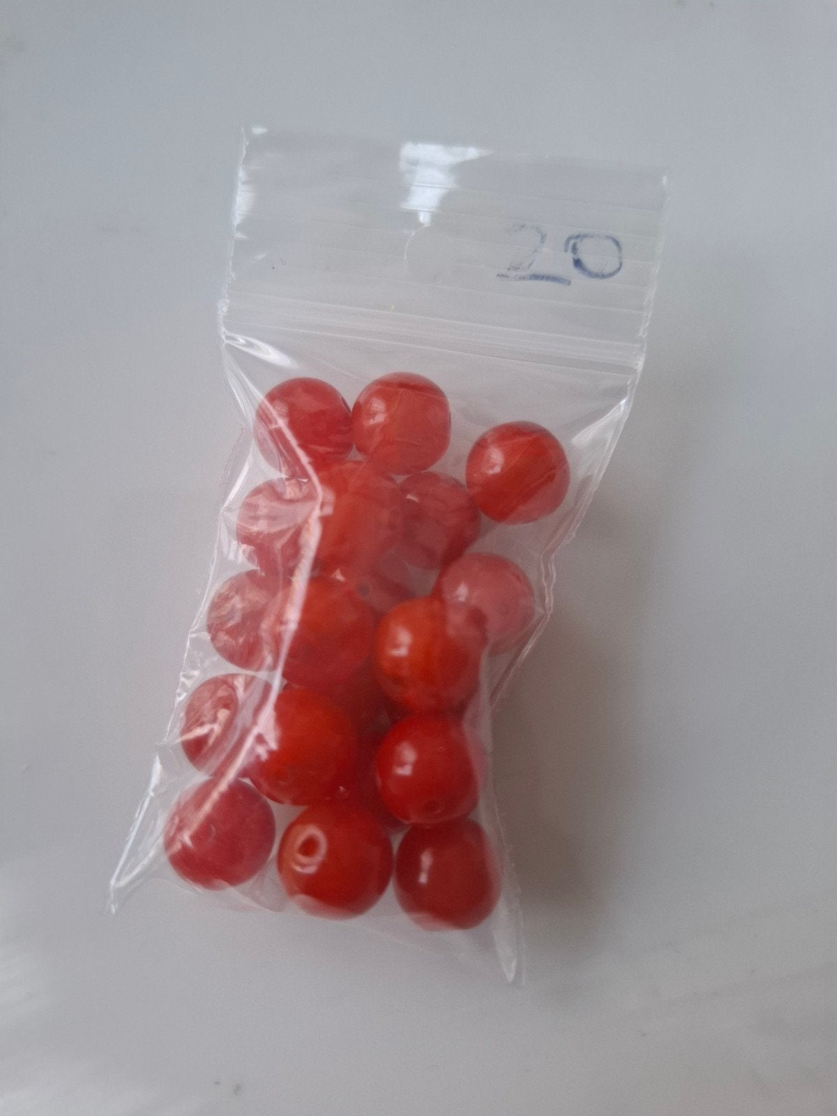 20 stuks 9/10 mm glaskralen rood kralen, Kraal, -, -, Nieuw