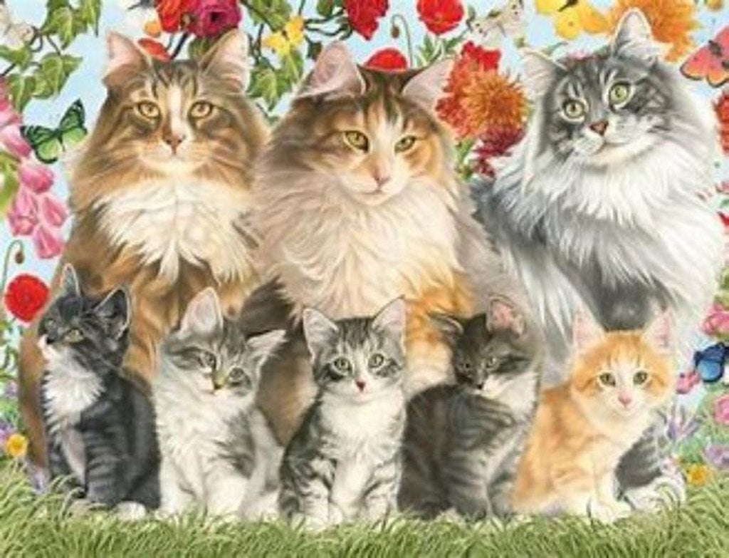 Jumbo puzzel Cat's Family, Ophalen of Verzenden, 500 t/m 1500 stukjes, Zo goed als nieuw, Legpuzzel