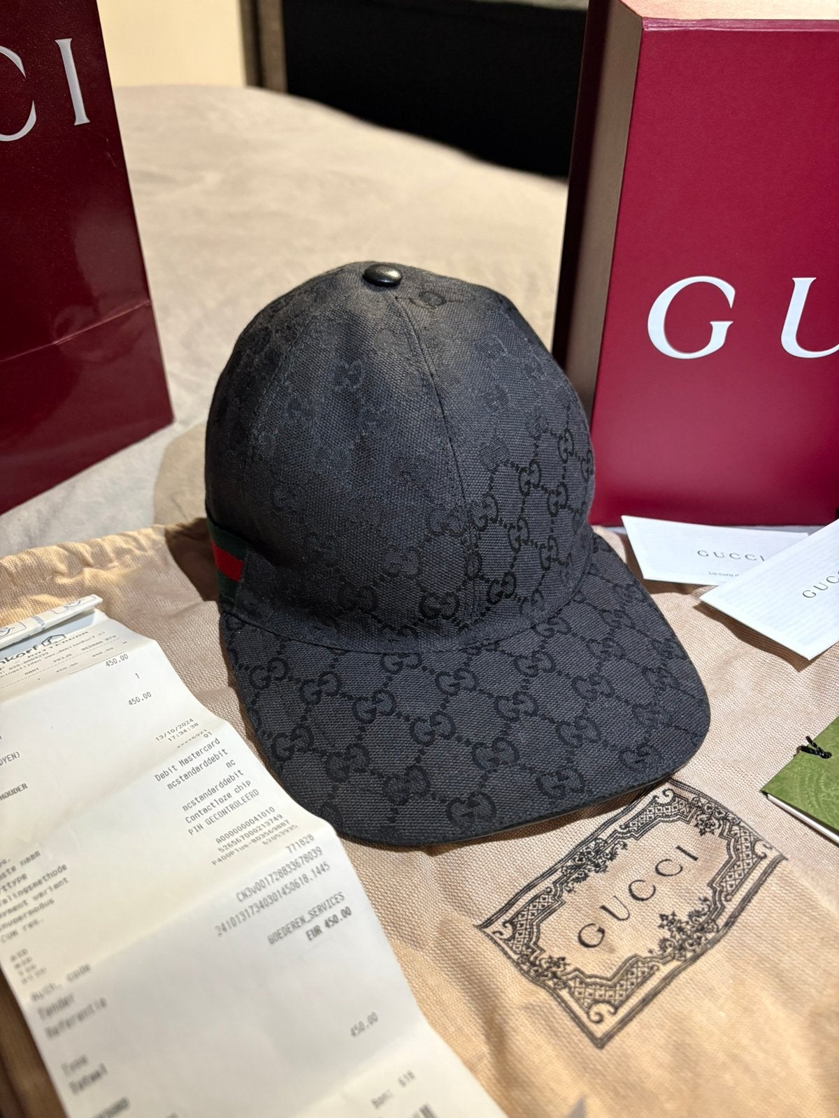 Gucci GG Canvas baseballpet met webdetail, Kleding | Heren, Hoeden en Petten, Ophalen of Verzenden, Zo goed als nieuw