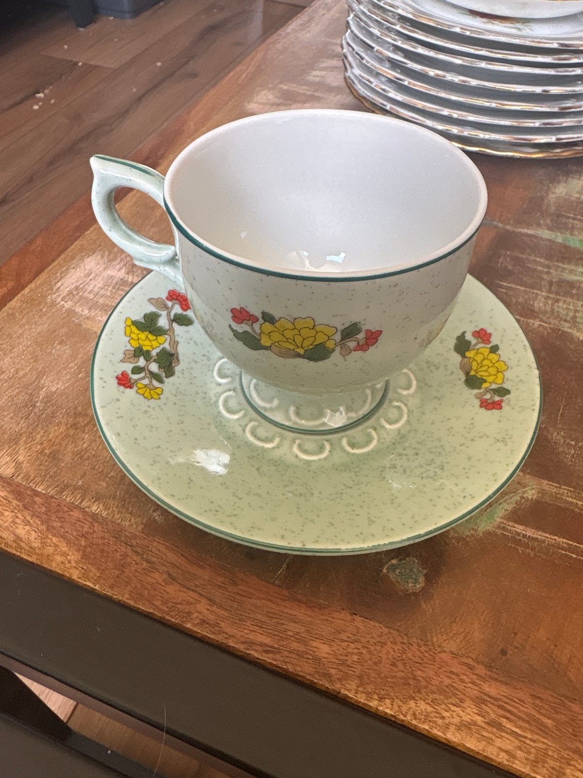 Vintage Royal Trent China Kop en Schotel - Bloemenpatroon, Ophalen of Verzenden