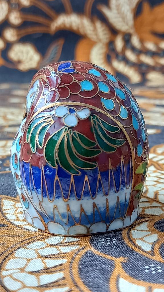 Mooi origineel oud Chinees uil beeldje van cloisonne 5,2 cm., Ophalen of Verzenden