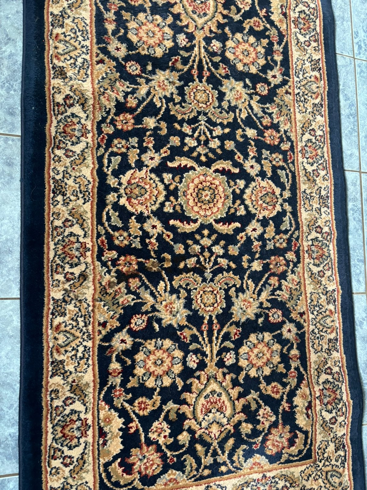 Vloerkleed 110 x60 cm blauw& geel bloemen  nu voor 30 euro, 100 tot 150 cm, Zo goed als nieuw, Blauw, Rechthoekig