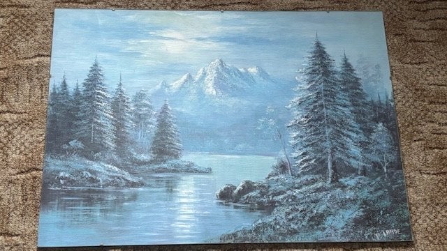 Print van de bergen in fotolijst van glas 70x50 cm, Ophalen, Landschap