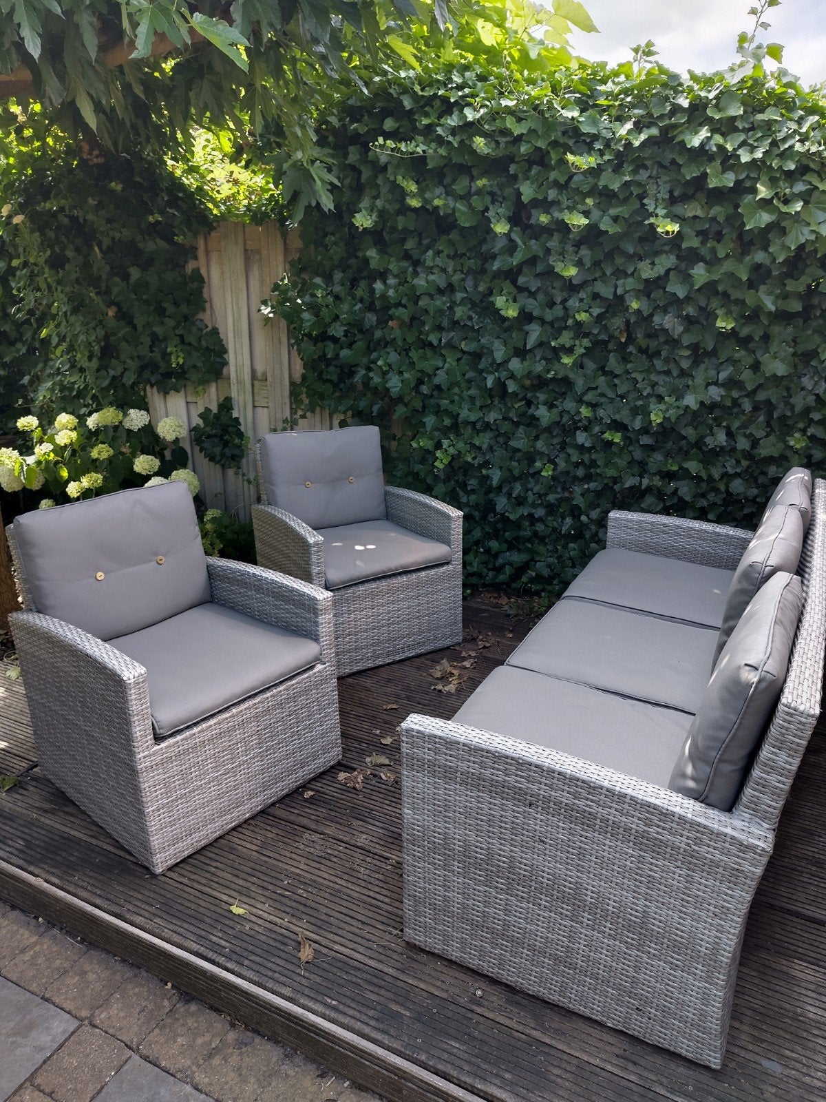 Wicker Loungeset met 3-zitsbank en 2 fauteuils, Ophalen, Gebruikt, Wicker