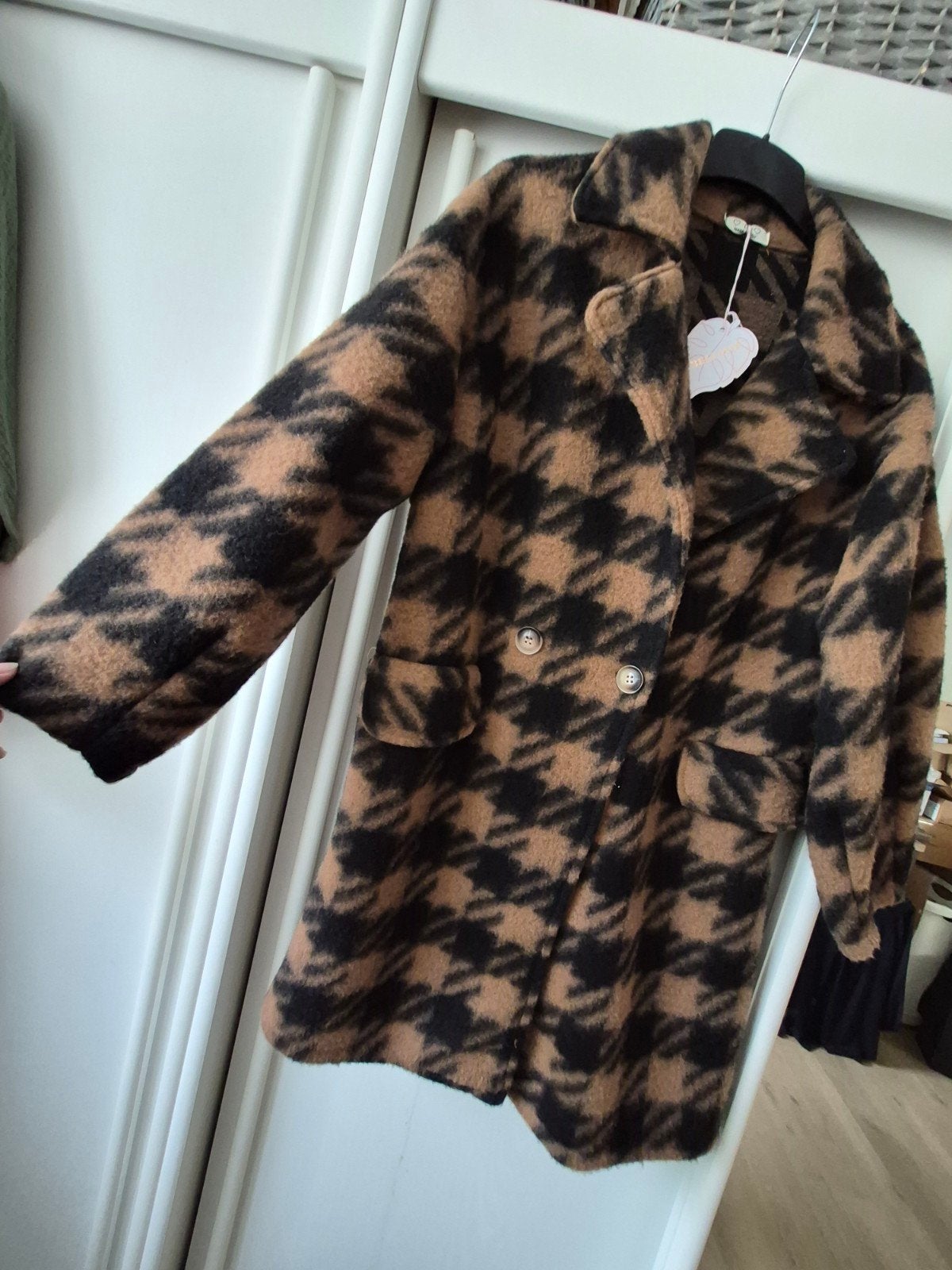 Bruin Zwart Pied de Poule Vest Jas XL - Nieuw met kaartje, Ophalen of Verzenden, Nieuw, Maat 46/48 (XL) of groter, Bruin