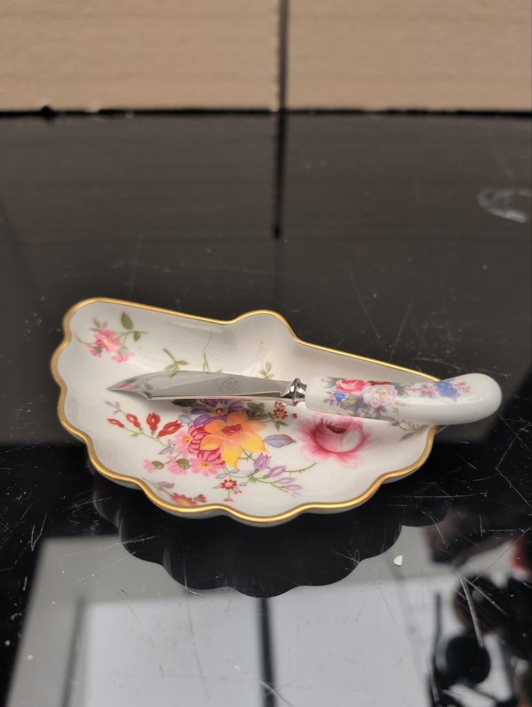 Royal Crown Derby "Derby Posies" botermesje met schaaltje, Ophalen of Verzenden