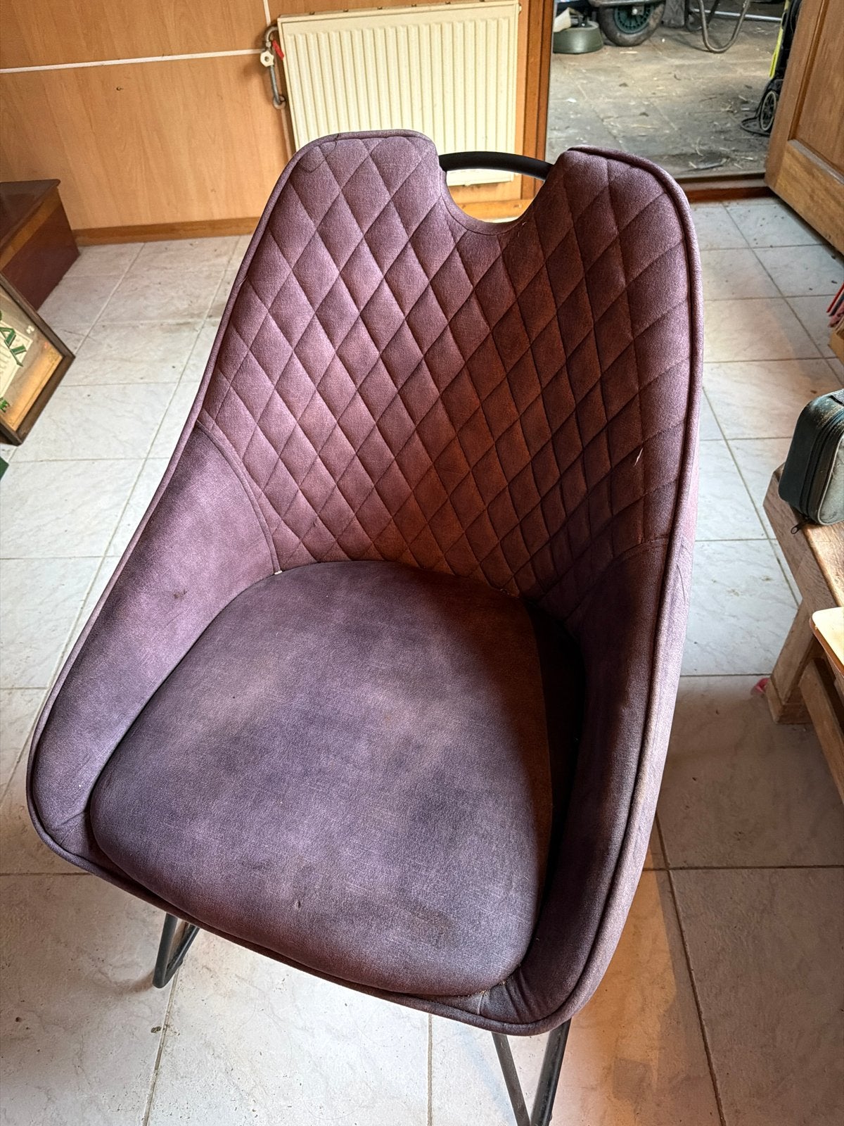 Set van 4 paarse/grijze gestoffeerde stoelen, Ophalen, Gebruikt, Overige kleuren, Vier