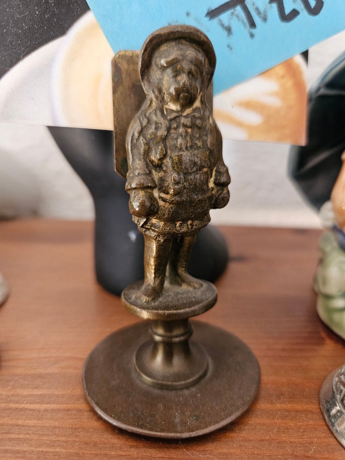 19e eeuw antiek bronzen memo houder van een meisje, Ophalen of Verzenden