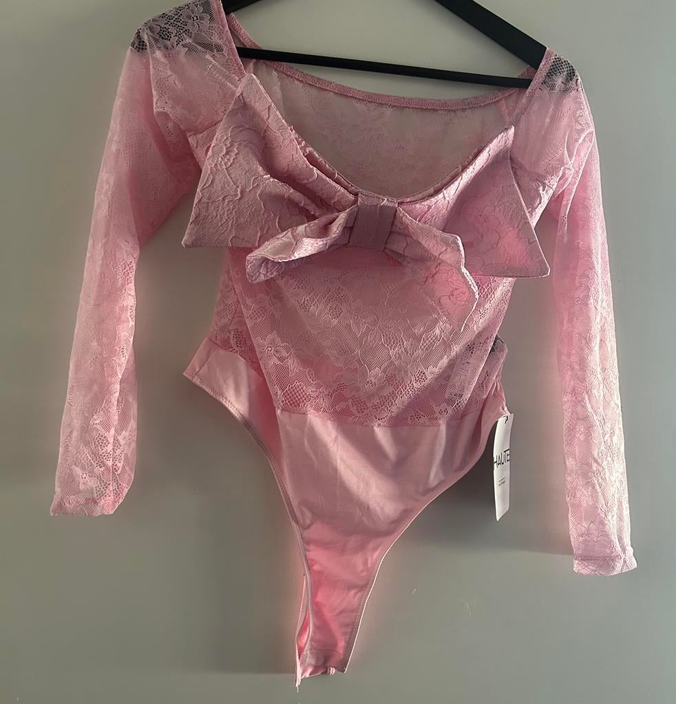Shein body roze met jaquard strik, maat M, Ophalen of Verzenden, Nieuw, Roze
