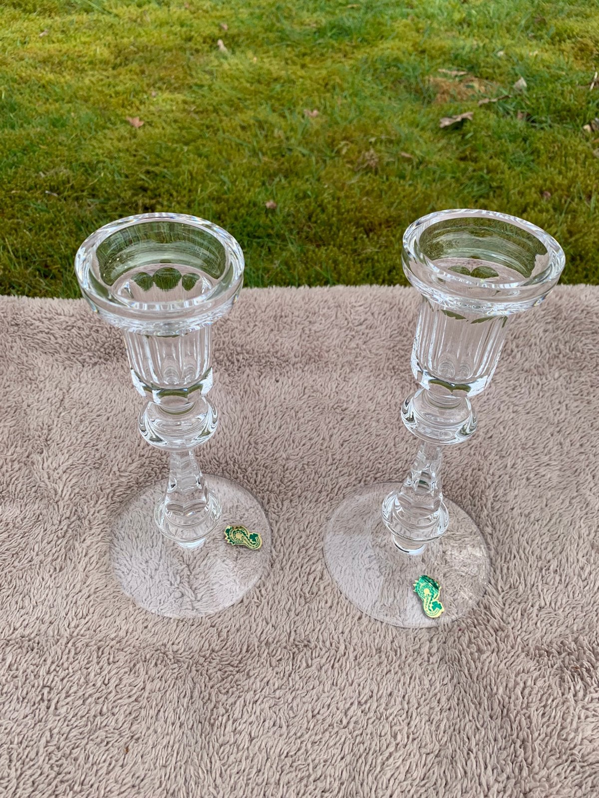 Waterfort kristal glazen kandelaars, 2 stuks, Antiek en Kunst, Ophalen of Verzenden, Glas