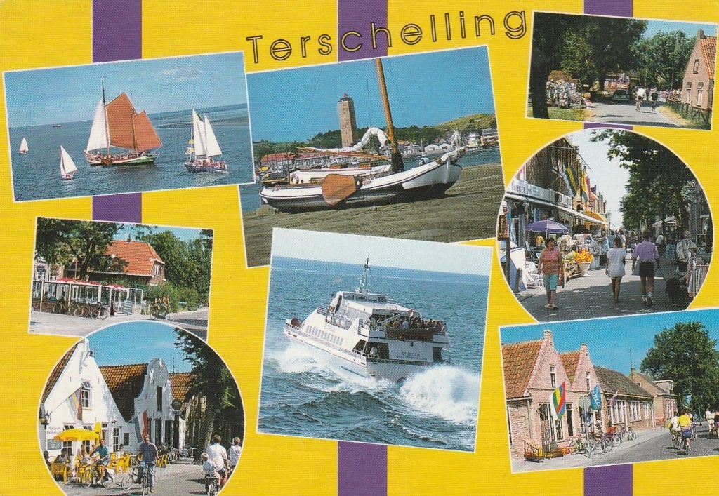 TERSCHELLING Zeilen Veerboot Winkels, Verzamelen, Verzenden, 1980 tot heden, Gelopen, Waddeneilanden