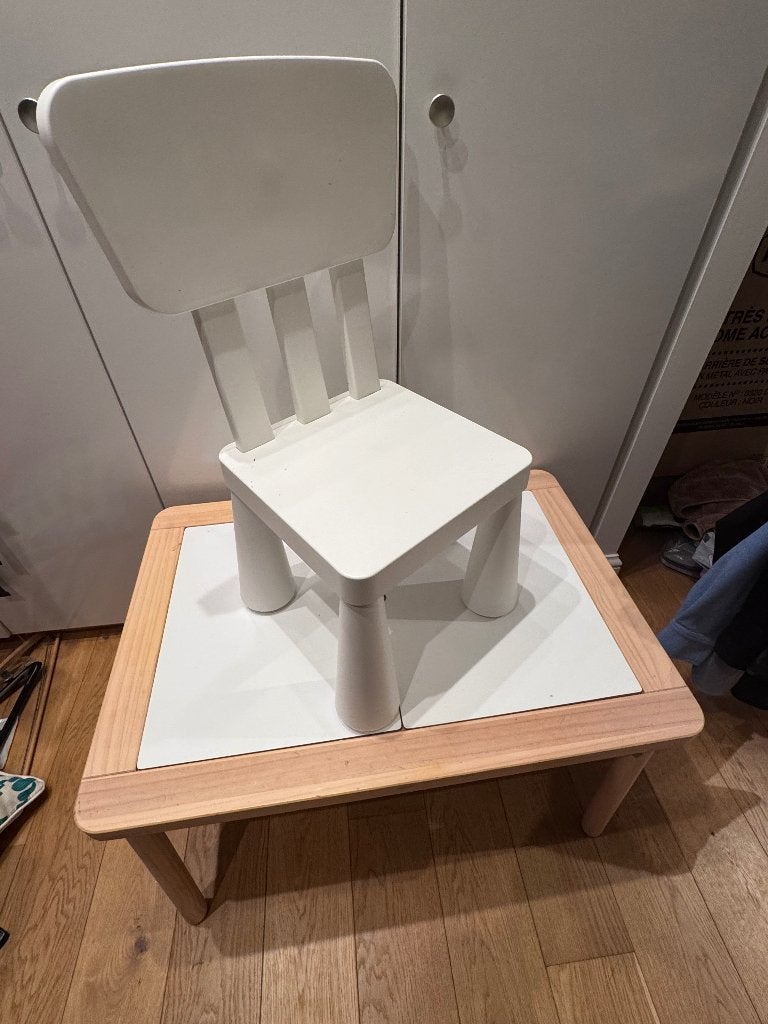 IKEA Flisat Children's table with Mammut white chair, Ophalen, Gebruikt